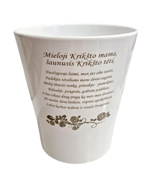 Keramikinis vazonas apvalus ,,Krikšto tėveliams"
