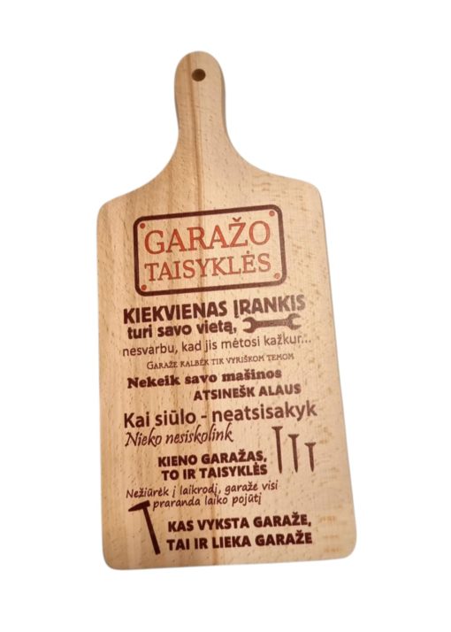 Lentelė ,,Garažo taisyklės"