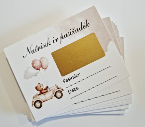 Krikštynų pažadai, nutrinami, meškučio tema, 30vnt.