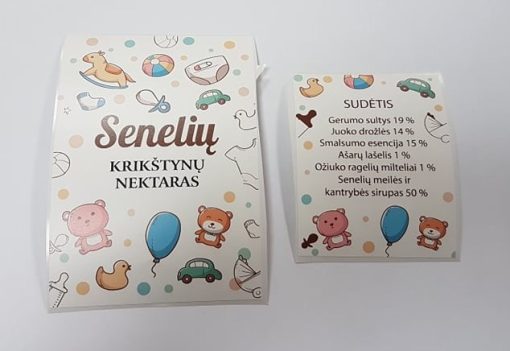 Lipdukas-etiketė ,,Senelių krikštynų nektaras"