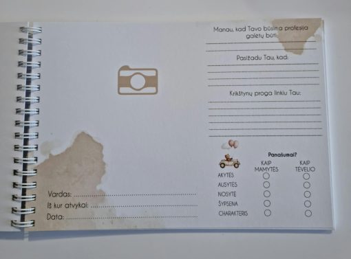 Palinkėjimų knygutė ,,Krikštynų prisiminimai" su rudu meškučiu - Image 2